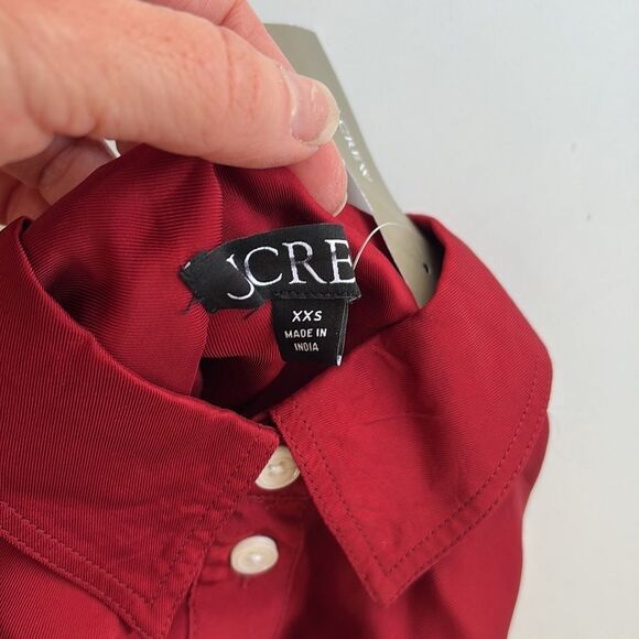 J Crew Amelia popover shirtdress in drapey viscose twill Womens XXS Berry Red - Picture 9 of 10